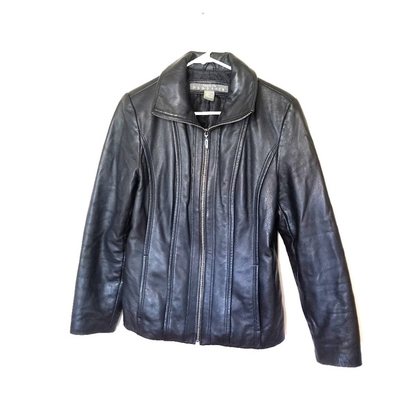 Kenneth Cole Black Leather Jacker Sz M - Picture 1 of 5